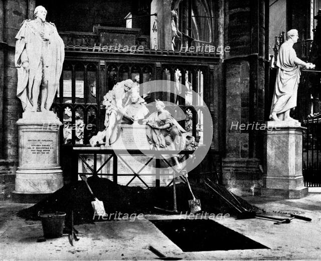 The Funeral of Mr. Gladstone: grave of Mr. Gladstone in the North Transept, Westminster Abbey, 1898. Creator: SB Bolas & Co.
