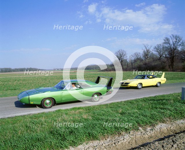 1970 Plymouth Superbird with 1968 Dodge Daytona. Artist: Unknown.