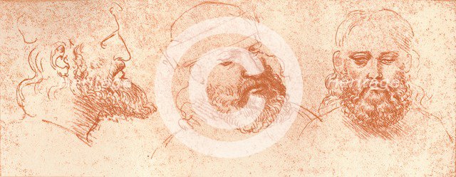 Drawing of oriental heads, in red chalk, c1472-c1519 (1883). Artist: Leonardo da Vinci.