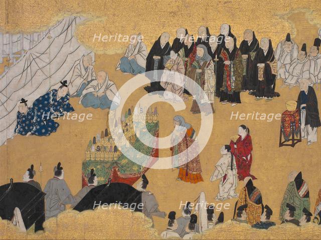 "Leaves of Wild Ginger" (Aoi), from the Phantom Genji Scrolls..., mid-17th century. Creator: Unknown.