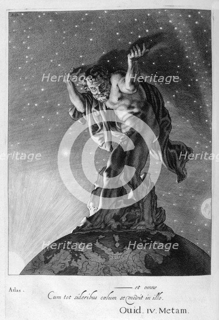Atlas Supports the Heavens on his Shoulders, 1655. Creator: Unknown.