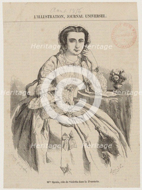 Maria Spezia (1828-1907) as Violetta in Opera La Traviata by Giuseppe Verdi, 1856.