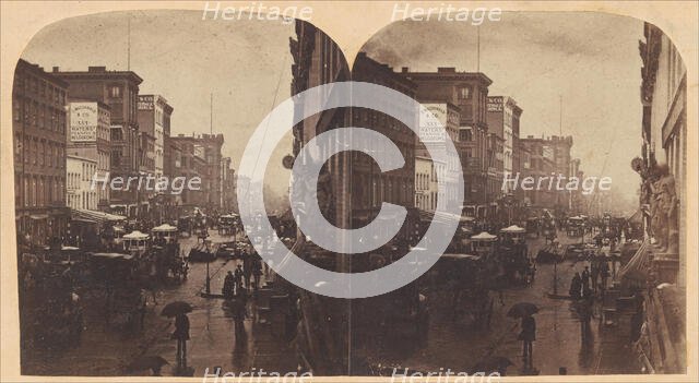 Broadway in the Rain, likely taken from 308 or 310 Broadway, New York City, ca. 1860s. Creator: Edward Anthony.