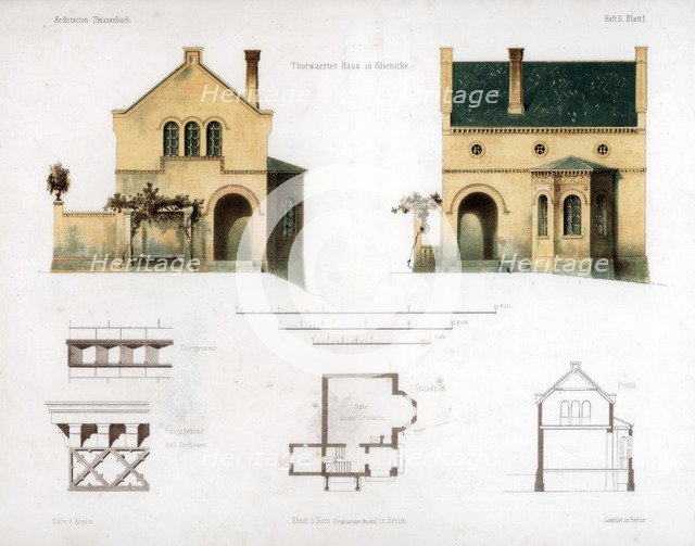 Design for a house in Glienicke, Germany, c1850.Artist: Anst von W Loeillot