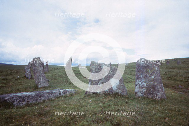 Scorhill Stone Circle, Dartmoor, Devon, 20th century. Artist: CM Dixon.