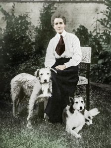 Edith Cavell with her pet dogs, c1915. Artist: Unknown.