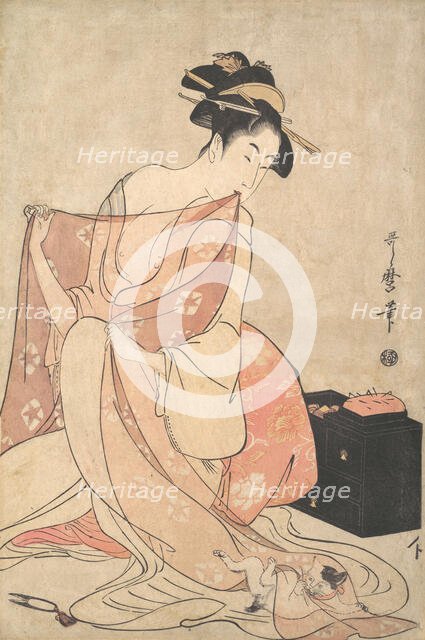 A Woman and a Cat, ca. 1793-94. Creator: Kitagawa Utamaro.