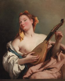 Woman with a Mandolin, c.between 1755 and 1760. Creator: Giovanni Battista Tiepolo.