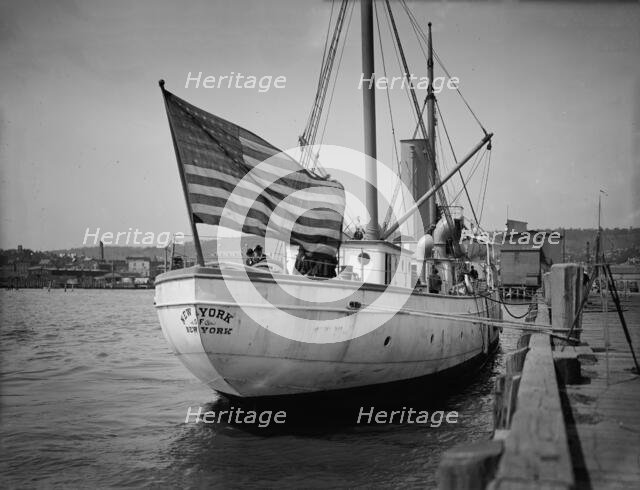 Steam pilot boat at dock, between 1900 and 1905. Creator: Unknown.