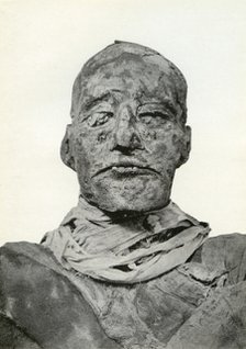 Head of the mummy of Rameses III, Ancient Egyptian pharaoh of the 20th Dynasty, c1156 BC (1926). Artist: Winifred Mabel Brunton
