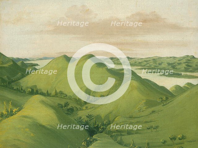 Beautiful Grassy Bluffs, 110 Miles above St. Louis, 1832. Creator: George Catlin.