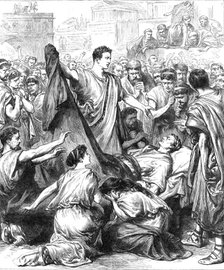 Scene from "Julius Caesar," performed at Drury Lane Theatre by the Saxe-Meiningen Court Co., 1881. Creator: Unknown.