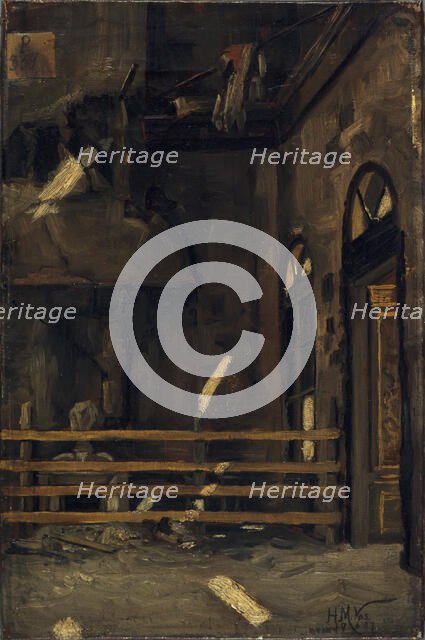 Foyer of the Opera-Comique, after the fire of May 15, 1887. Creator: Henri-Martin Vos.