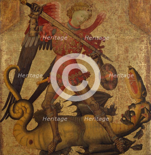 Saint Michael and the Dragon, ca. 1405. Creator: Spanish (Valencian) Painter (active in Italy, early 15th century).