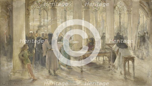 Sketch for the courtroom of the Paris Commercial Court: The Book of Trades, c1891. Creator: Paul Louis Delance.