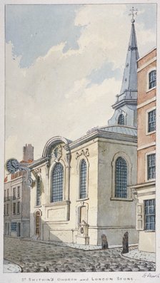 Church of St Swithin London Stone, City of London, 1840. Artist: Frederick Nash