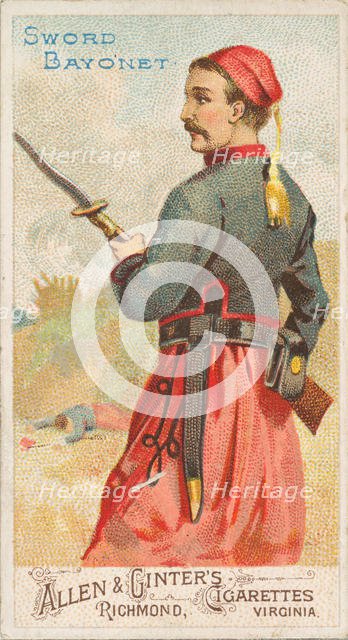 Sword Bayonet, from the Arms of All Nations series (N3) for Allen & Ginter Cigarettes Brands, 1887. Creator: Allen & Ginter.