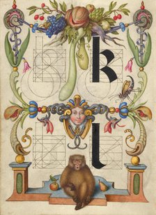 Guide for Constructing the Letters k and l; Mira calligraphiae monumenta, about 1591-1596. Creator: Joris Hoefnagel.