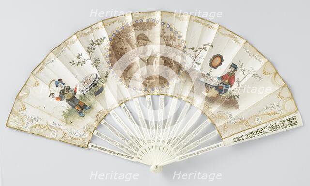 Folding fan decorated with figures, c.1790.  Creators: Francis Wheatley, Unknown.