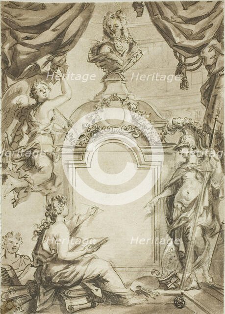 Design for Title page: Clio Taking Dictation from Minerva, n.d. Creator: Gerard de Lairesse.