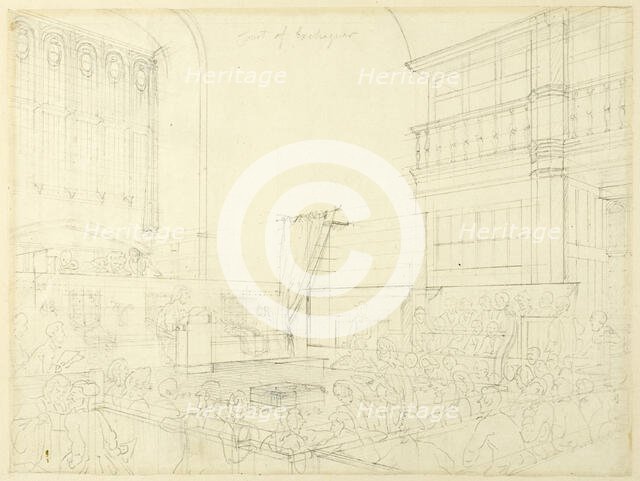 Study for Court of Exchequer, from Microcosm of London, c. 1808. Creator: Augustus Charles Pugin.