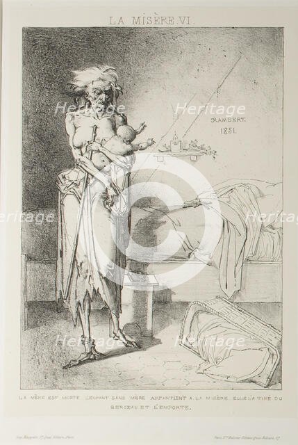 Plate Six from Misery, 1851. Creator: Charles Rambert.