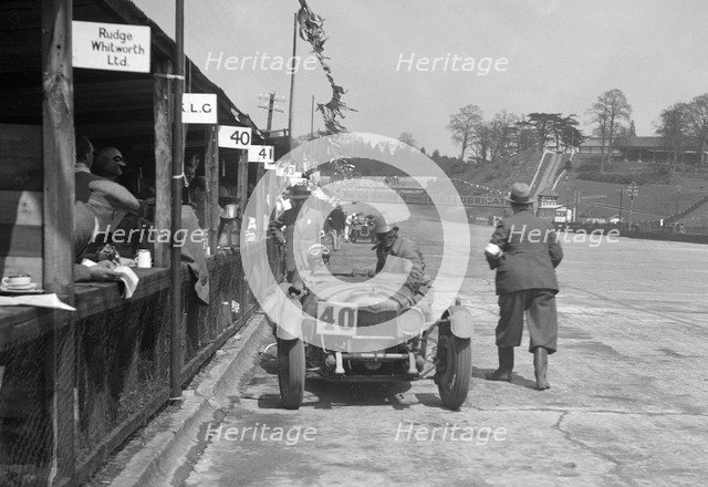 AF Ashby and R Pauing's Riley 9 Brooklands at the JCC Double Twelve race, Brooklands, 8/9 May 1931. Artist: Bill Brunell.