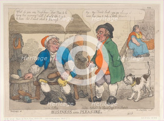 Business and Pleasure, [1813], reprint., [1813], reprint. Creator: Thomas Rowlandson.