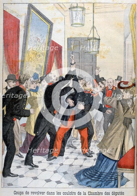 A revolver in the corridors of the chamber of deputies, Paris, 1902. Artist: Unknown