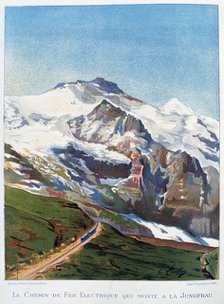 The electric railroad to Mount Jungfrau, Swiss Alps, 19th century. Artist: Gustave Francois Lasellaz