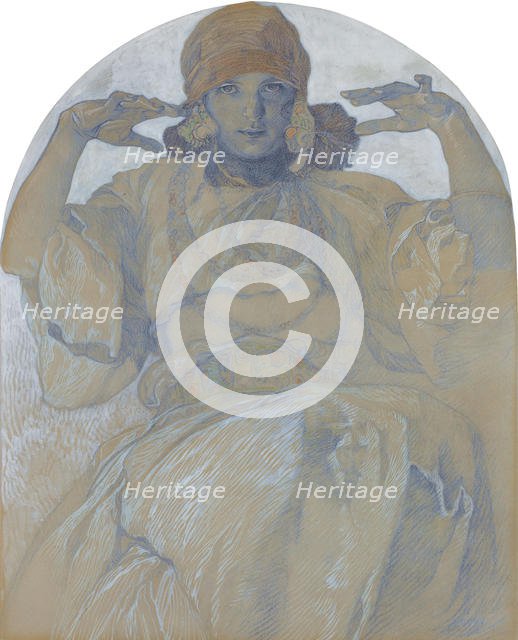 Portrait of the artist's Daughter, Jaroslava, c. 1924. Artist: Mucha, Alfons Marie (1860-1939)