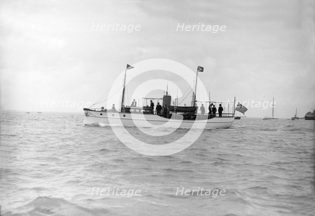 The steam yacht 'Yvonne' under way, 1913. Creator: Kirk & Sons of Cowes.