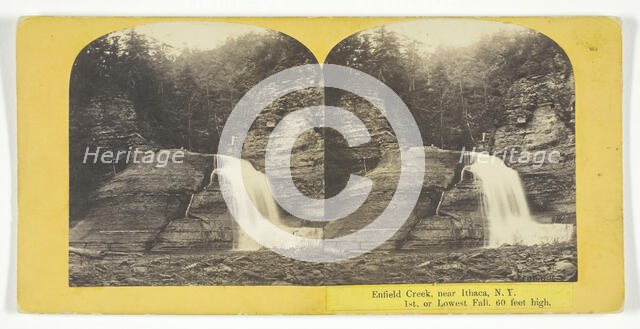 Enfield Creek, near Ithaca, N.Y. 1st, or Lowest Fall, 60 feet high, 1860/65. Creator: J. C. Burritt.