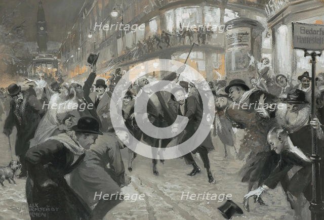 Celebrating on the street. Creator: Schwormstädt, Felix (1870-1938).