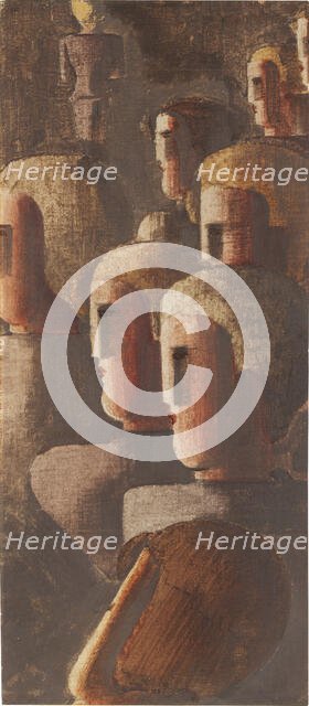 Jünglingsgruppe in Braun (Group of young men in brown), 1928. Creator: Schlemmer, Oskar (1888-1943).