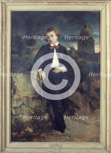 Portrait of François Coppée (1842-1908), poet, at the age of nine, c1851. Creator: Annette Coppee.