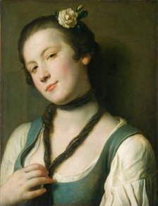 A Girl with a Flower in Her Hair, 1760/1762. Creator: Pietro Rotari.