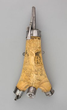 Powder Flask Carved with the Parable of the Good Samaritan, Southern Germany, 1570/1600. Creator: Unknown.