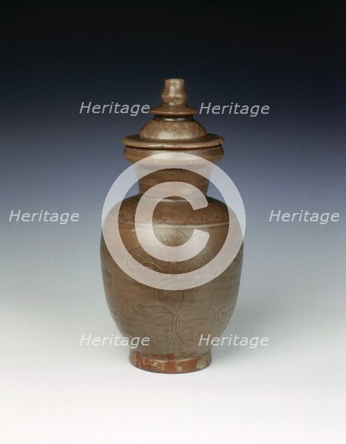 Celadon vase and cover of Yue type, Northern Song dynasty, Zhejiang Province, China, 960-1127. Artist: Unknown