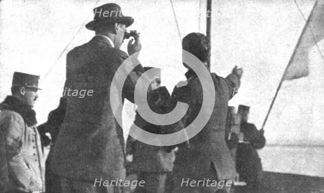 ''La liberation de la Serbie; Sur le Danube, le 8 novembre; le comte Karolyi, venant...', 1918. Creator: Unknown.