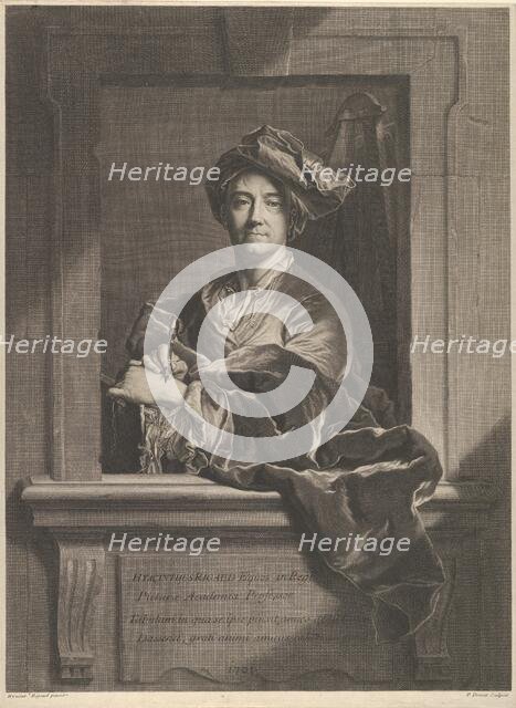 Portrait of Hyacinthe Rigaud, 1721. Creator: Pierre Imbert Drevet.
