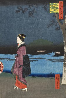 Night View of Matsuchiyama and the San'ya Canal (Matsuchiyama San'yabori yakei), 1857. Creator: Ando Hiroshige.