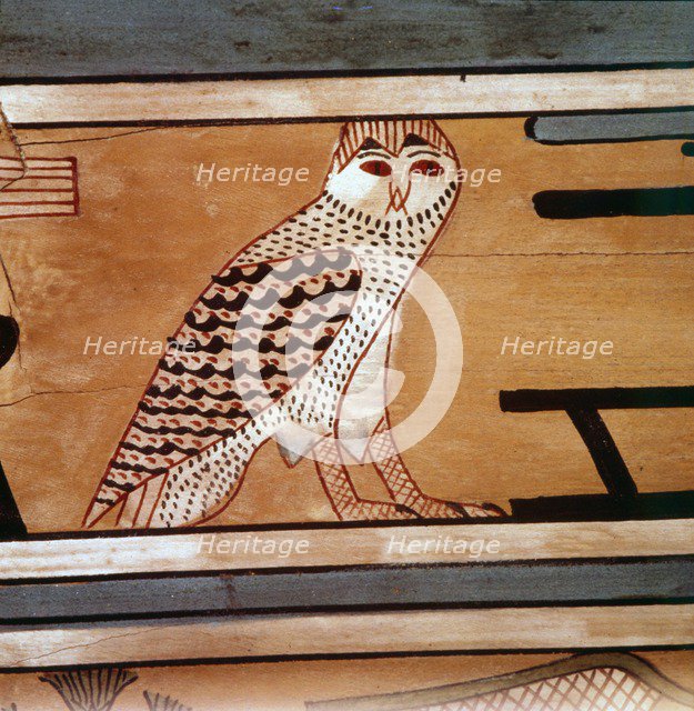 Owl, Hieroglyphic inscription on inner wall of coffin of steward, Seni, El Bersha, Egypt, c2000 BC. Artist: Unknown.