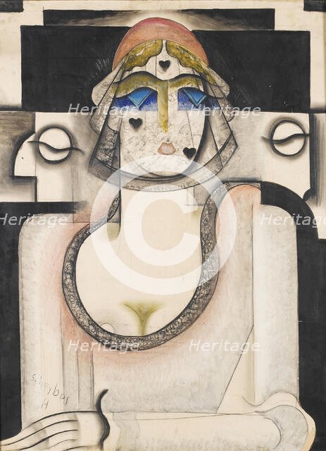 Portrait of a woman wearing a black veil. Creator: Scheiber, Hugo (1873-1950).