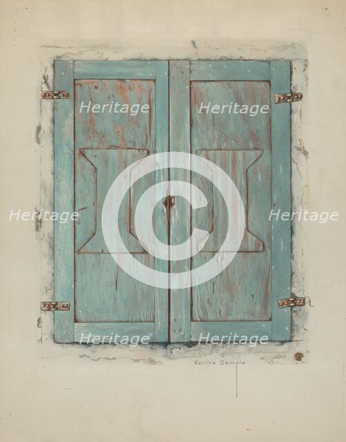Cabinet Doors at Mission San Jose de Guadalupe, c. 1938. Creator: Bertha Semple.