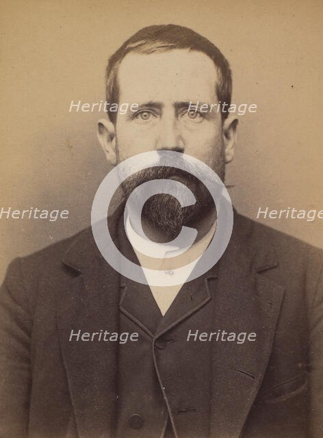 Mermin. Camille. 33 ans, né à La Havane (Cn Espagnoles). Rep. de cou. (?). Anarchiste. 9/3..., 1894. Creator: Alphonse Bertillon.