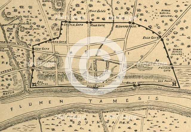 'Plan of Roman London', (1897). Creator: Unknown.