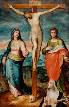 Christ on the Cross with the Virgin, Saint John the Evangelist, and Saint..., about 1570. Creator: Marco Pino.