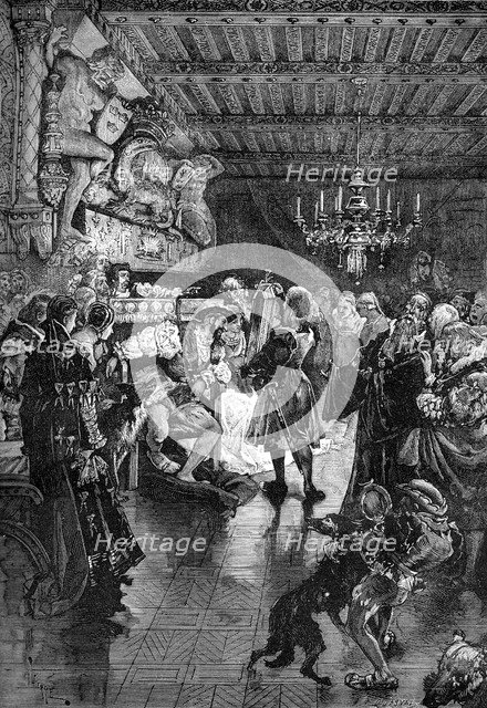 Francis I of France recives a mirror from the Venetian ambassador, 1515-1547 (1882-1884).Artist: Ruesnel