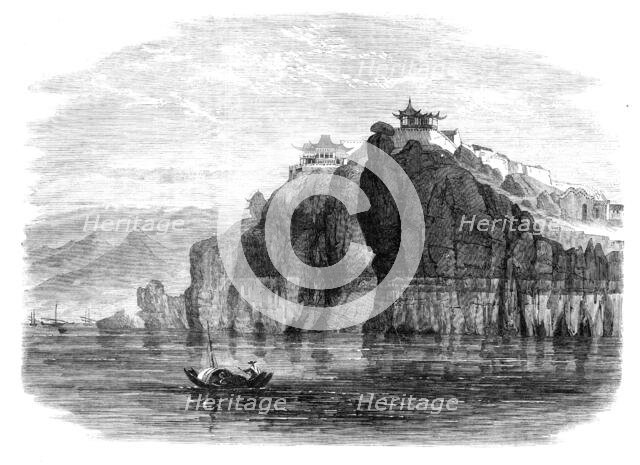 Views in China: the cliff and temple at Hukau, 1864. Creator: Unknown.